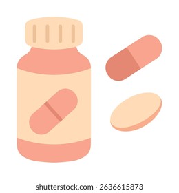 
Illustration of a jar of medicine for women's health, pastel colors, on a white background