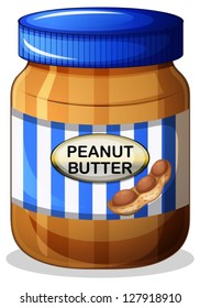 Illustration of a jar of peanut butter on a white background