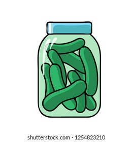 Illustration of a jar of pickle. Vector illustration on flat style