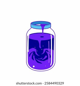 Illustration of a Jar with Swirling Purple Liquid, Mystic Potion Jar for Fantasy and Game Design Perfect for fantasy themes, potion designs, and magical concepts