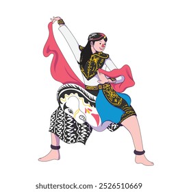 Illustration von Jaranan kuda Lumping Reog Dance Ponorogo East Java Indonesia.