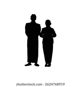 Illustration of Javanese Traditional Bride and Groom Silhouette
