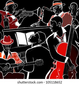 Illustration of a jazz band