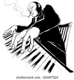 Illustration Of A Jazz Ragtime Pianist