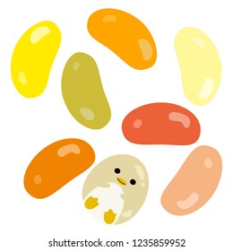 Illustration of the jelly beans and penguin