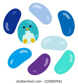 Illustration of the jelly beans and penguin