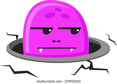 illustration of jelly monster come out from hole 