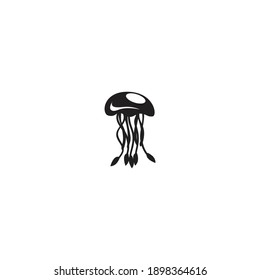 illustration of jellyfish logo icon design with black colour and white background