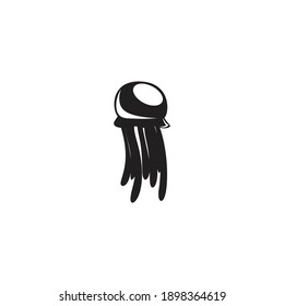 illustration of jellyfish logo icon design with black colour and white background