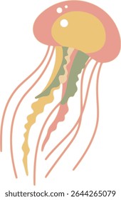 Illustration of a jellyfish in pink and orange tones