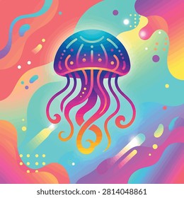 Illustration of a jellyfish with tentacles