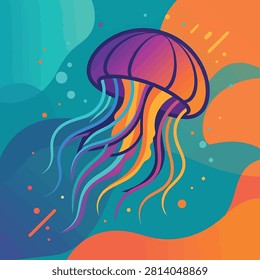 Illustration of a jellyfish with tentacles