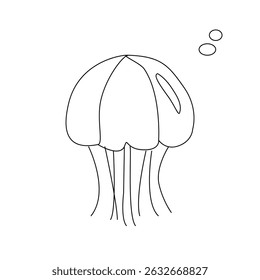 illustration of jellyfish. vector illustration of a jellyfish. Vector illustration of cartoon jellyfish. Cute jellyfish line art illustration. 