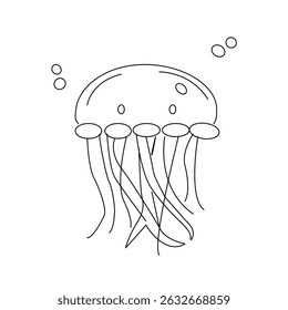 illustration of jellyfish. vector illustration of a jellyfish. Vector illustration of cartoon jellyfish. Cute jellyfish line art illustration. 