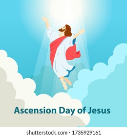 Illustration for Jesus Ascension Day. Jesus ascended to Heaven.