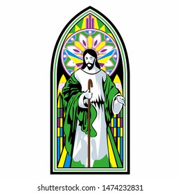 Illustration of Jesus Christ with beautiful ornament