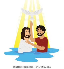 illustration of Jesus Christ being baptized by John the Baptist in the Jordan River