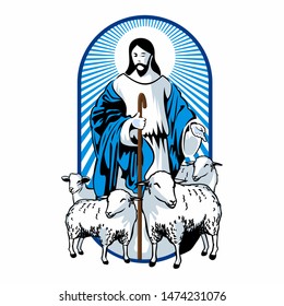 Illustration of Jesus Christ is the good shepherd