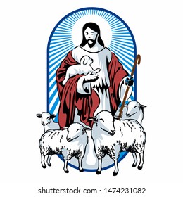 Illustration of Jesus Christ is the good shepherd