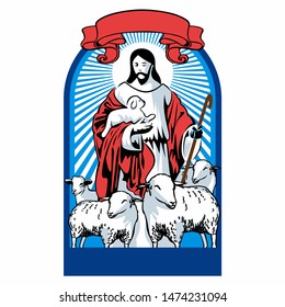 Illustration of Jesus Christ is the good shepherd