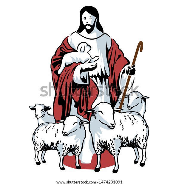 Illustration Jesus Christ Good Shepherd Stock Vector (Royalty Free ...