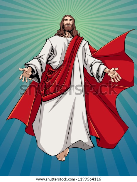 Illustration Jesus Christ Greeting You Open Stock Vector (Royalty Free ...