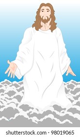 Illustration Jesus Christ On Clouds Stock Vector (Royalty Free) 98019065
