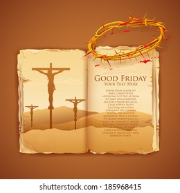 illustration of Jesus Christ on cross on Good Friday Bible