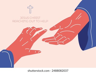 An illustration of Jesus Christ reaching out to help those in need