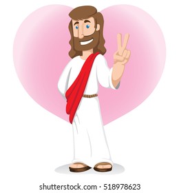 Illustration of Jesus Christ signaling peace and love, religion philosophy. Ideal for institutional and religious materials