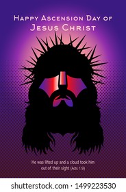 Illustration of Jesus Christ is wearing the thorn crown on purple background