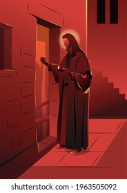 An illustration of Jesus Knocking on the Door. Biblical series