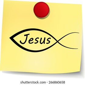 illustration of Jesus note on white background