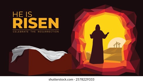 Illustration of Jesus rising out of his grave