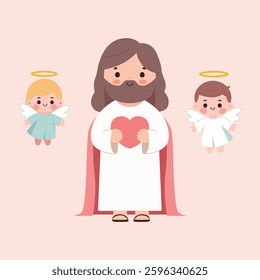 Illustration with Jesus and two angels