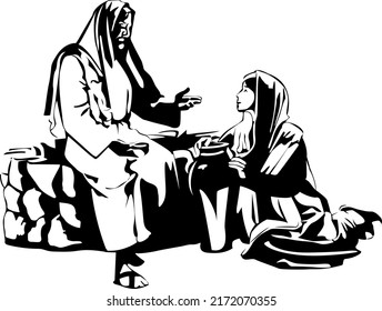 illustration of jesus with the woman at the well