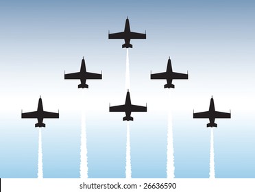 Illustration of jets flying in formation. Available as vector or .jpg file