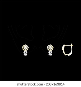 Illustration of jewelery Earrings designs with precious stones, Great for jewelry factories and jewelry stores.