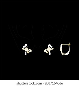 Illustration of jewelery Earrings designs with precious stones, Great for jewelry factories and jewelry stores.