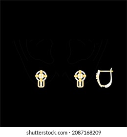 Illustration of jewelery Earrings designs with precious stones, Great for jewelry factories and jewelry stores.