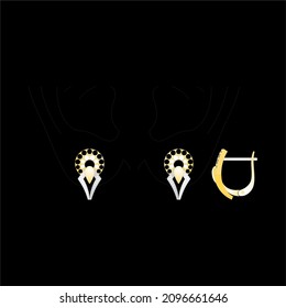 Illustration of jewelery Earrings designs with precious stones, Great for jewelry factories and jewelry stores.