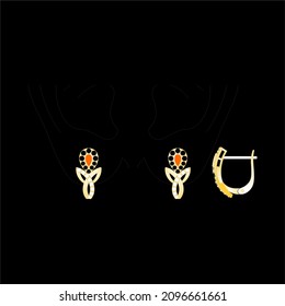 Illustration of jewelery Earrings designs with precious stones, Great for jewelry factories and jewelry stores.