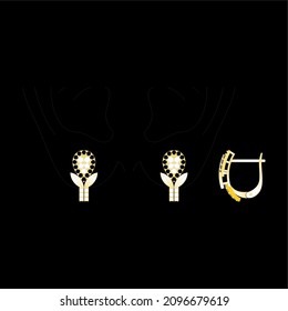 Illustration of jewelery Earrings designs with precious stones, Great for jewelry factories and jewelry stores.