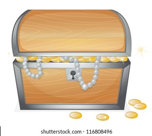 illustration of a jewellery and a box on a white background