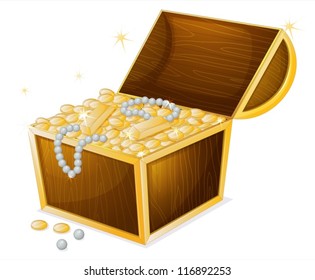 illustration of a jewellery and a box on a white background