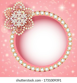 Illustration jewelry background with gold and precious stones.
