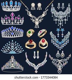 Illustration Set Gold Crowns On Black Stock Vector (Royalty Free) 103587842