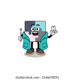 Illustration of jigsaw puzzle mascot as a dentist , character design