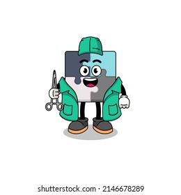 Illustration of jigsaw puzzle mascot as a surgeon , character design