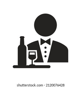 Illustration of a job as a waitress. solid icon, silhouette, glyph. very suitable for use in websites, applications, APSS, logos, banners and others